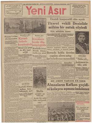 Yeni Asır Gazetesi 1 Ağustos 1942 kapağı