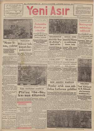 Yeni Asır Gazetesi 2 Ağustos 1942 kapağı