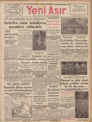 Yeni Asır Gazetesi 13 Ağustos 1942 kapağı