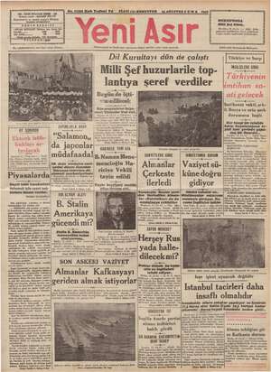 Yeni Asır Gazetesi 14 Ağustos 1942 kapağı