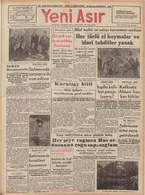 Yeni Asır Gazetesi 15 Ağustos 1942 kapağı
