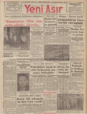 Yeni Asır Gazetesi 19 Ağustos 1942 kapağı