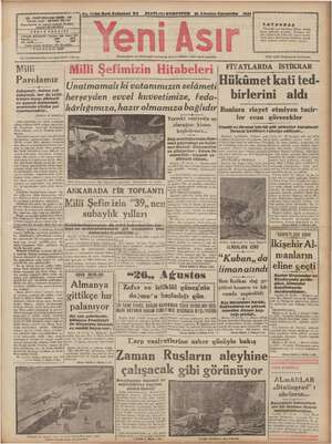 Yeni Asır Gazetesi 26 Ağustos 1942 kapağı