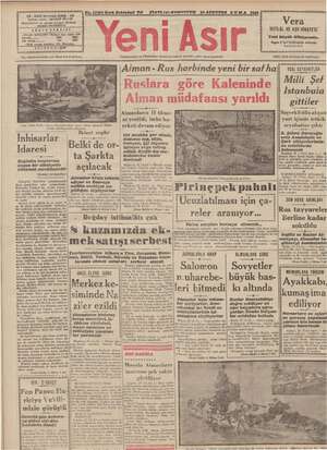 Yeni Asır Gazetesi 28 Ağustos 1942 kapağı