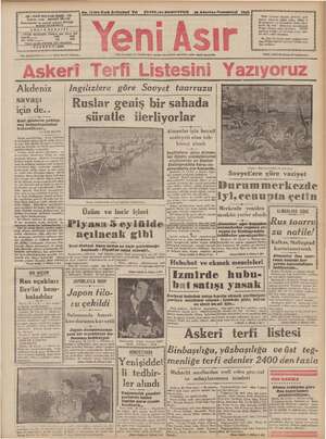 Yeni Asır Gazetesi 29 Ağustos 1942 kapağı