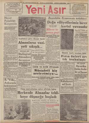 Yeni Asır Gazetesi 2 Eylül 1942 kapağı