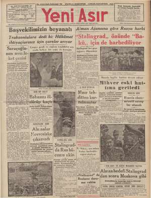 Yeni Asır Gazetesi 7 Eylül 1942 kapağı