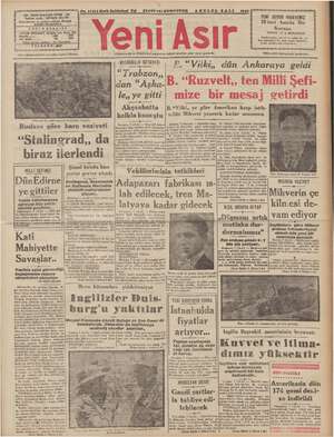 Yeni Asır Gazetesi 8 Eylül 1942 kapağı