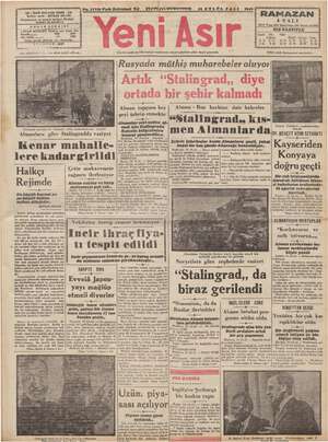 Yeni Asır Gazetesi 15 Eylül 1942 kapağı