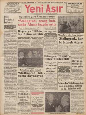 Yeni Asır Gazetesi 16 Eylül 1942 kapağı