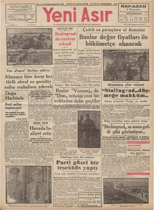 Yeni Asır Gazetesi September 17, 1942 kapağı