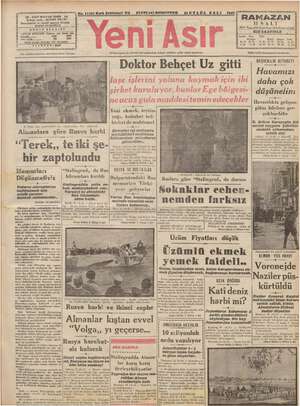 Yeni Asır Gazetesi September 22, 1942 kapağı