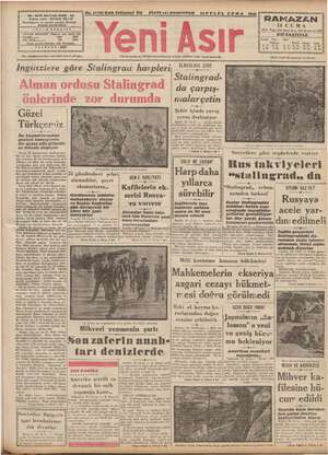 Yeni Asır Gazetesi September 25, 1942 kapağı