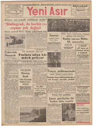 Yeni Asır Gazetesi September 27, 1942 kapağı