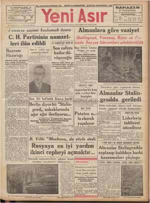 Yeni Asır Gazetesi September 28, 1942 kapağı