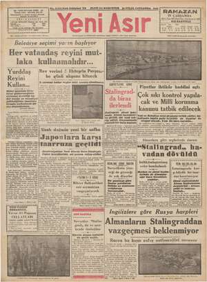 Yeni Asır Gazetesi September 30, 1942 kapağı
