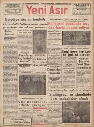 Yeni Asır Gazetesi October 1, 1942 kapağı