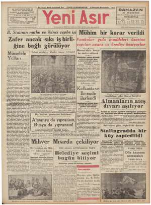 Yeni Asır Gazetesi October 8, 1942 kapağı
