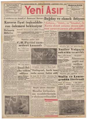 Yeni Asır Gazetesi October 9, 1942 kapağı
