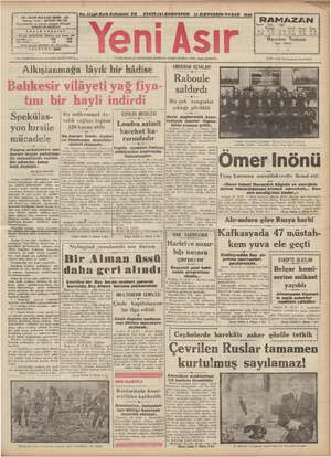 Yeni Asır Gazetesi October 11, 1942 kapağı