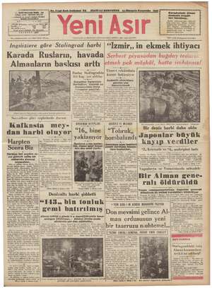 Yeni Asır Gazetesi October 15, 1942 kapağı