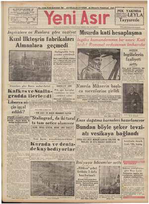 Yeni Asır Gazetesi October 26, 1942 kapağı