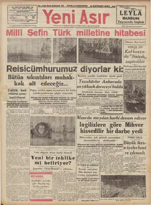 Yeni Asır Gazetesi October 30, 1942 kapağı