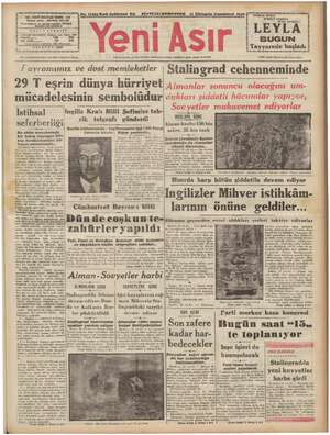 Yeni Asır Gazetesi October 31, 1942 kapağı