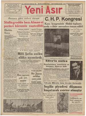Yeni Asır Gazetesi November 1, 1942 kapağı