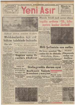 Yeni Asır Gazetesi November 5, 1942 kapağı