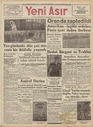 Yeni Asır Gazetesi November 11, 1942 kapağı