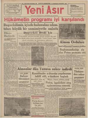 Yeni Asır Gazetesi November 12, 1942 kapağı