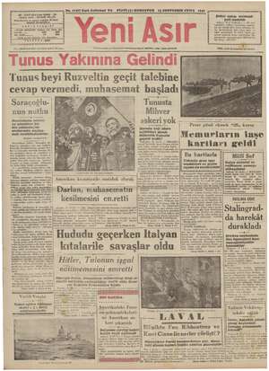 Yeni Asır Gazetesi November 13, 1942 kapağı