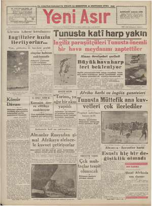 Yeni Asır Gazetesi November 20, 1942 kapağı