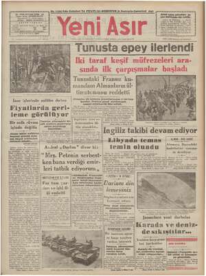 Yeni Asır Gazetesi November 21, 1942 kapağı