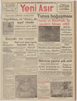 Yeni Asır Gazetesi 23 Kasım 1942 kapağı