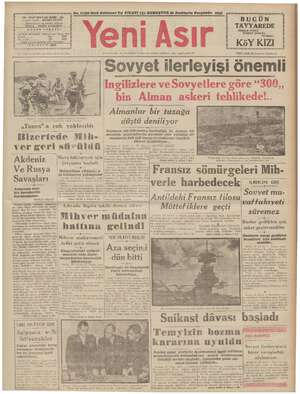 Yeni Asır Gazetesi November 26, 1942 kapağı