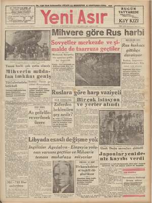Yeni Asır Gazetesi November 27, 1942 kapağı