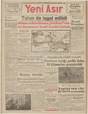 Yeni Asır Gazetesi 28 Kasım 1942 kapağı