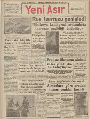 Yeni Asır Gazetesi 30 Kasım 1942 kapağı