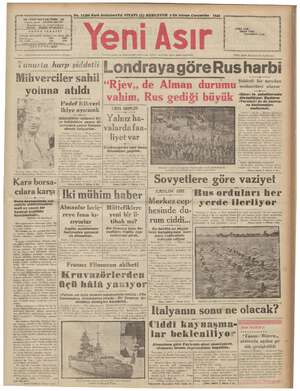 Yeni Asır Gazetesi 2 Aralık 1942 kapağı
