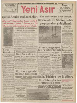 Yeni Asır Gazetesi December 9, 1942 kapağı