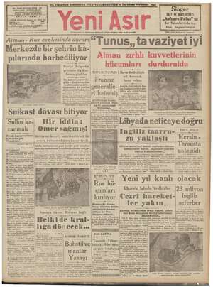 Yeni Asır Gazetesi December 10, 1942 kapağı