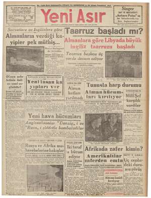 Yeni Asır Gazetesi December 14, 1942 kapağı
