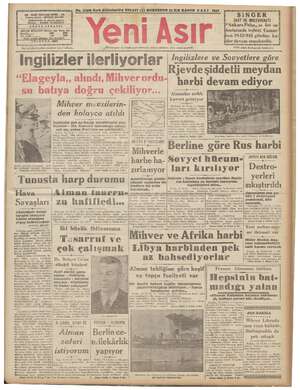 Yeni Asır Gazetesi 15 Aralık 1942 kapağı