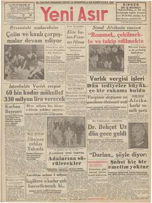 Yeni Asır Gazetesi December 18, 1942 kapağı