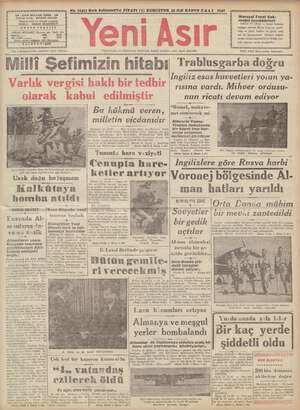 Yeni Asır Gazetesi December 22, 1942 kapağı