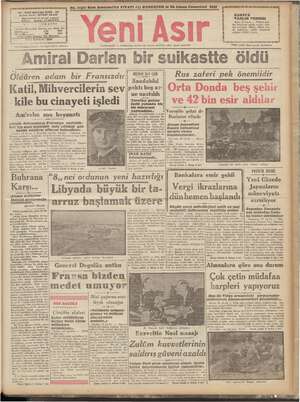 Yeni Asır Gazetesi 26 Aralık 1942 kapağı