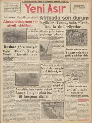 Yeni Asır Gazetesi December 27, 1942 kapağı