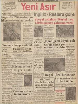 Yeni Asır Gazetesi 29 Aralık 1942 kapağı
